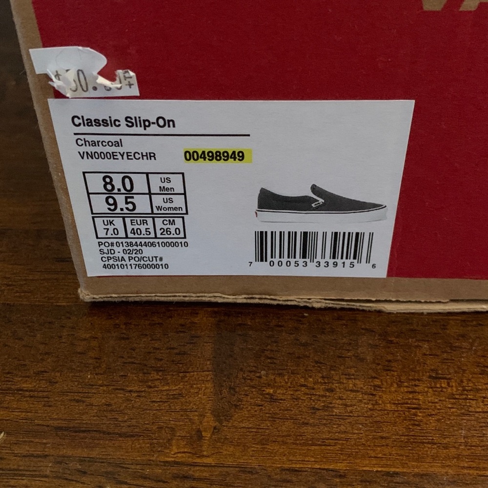 Grey Slip On Vans Size 8 Men - Picture 3 of 4